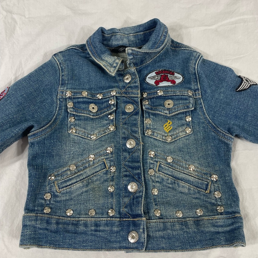 Rocawear Girl Toddler Blue Studded Patched Denim Jacket Size 18M - Picture 3 of 9